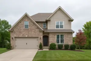 Two-story brick home before virtual twilight editing, real estate media add ons in Middle Tennessee